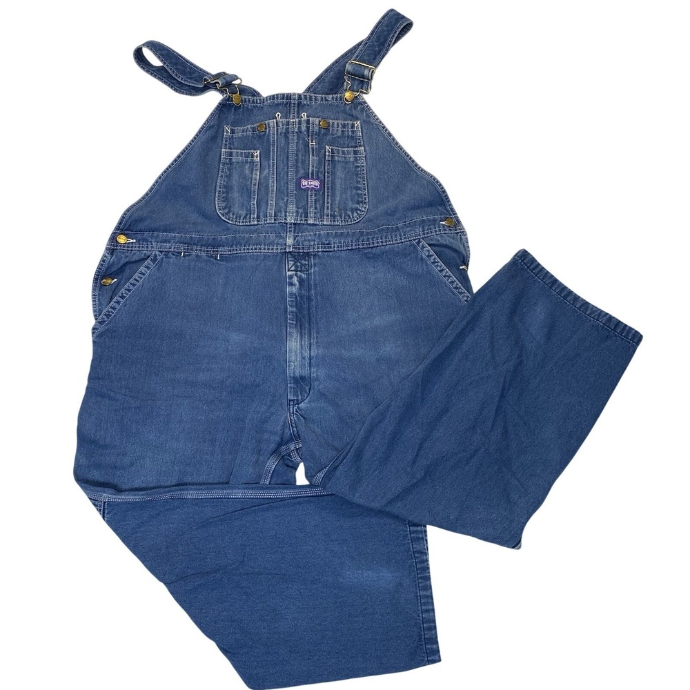 Big Smith Overalls Mens 48x28 Blue Denim Bib Carpenter Workwear‎
